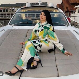 BNWT ZARA SATIN EFFECT PUCCI PRINT SETS SHIRT SZ SMALL PANT SZ SMALL